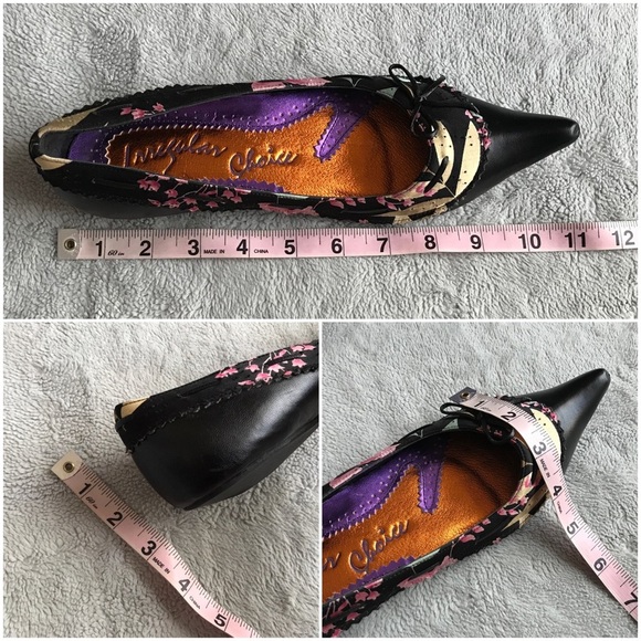 Irregular Choice Black Pointed Toe Floral Bow Flat - Picture 12 of 12